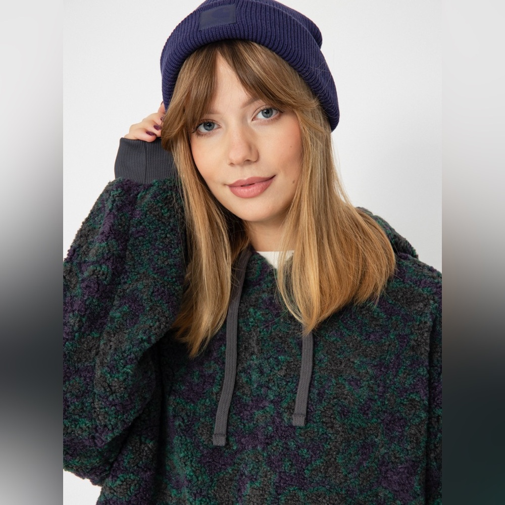 VANS Collett Oversized Boucle Hoodie Sweatshirt Sweater Green Purple